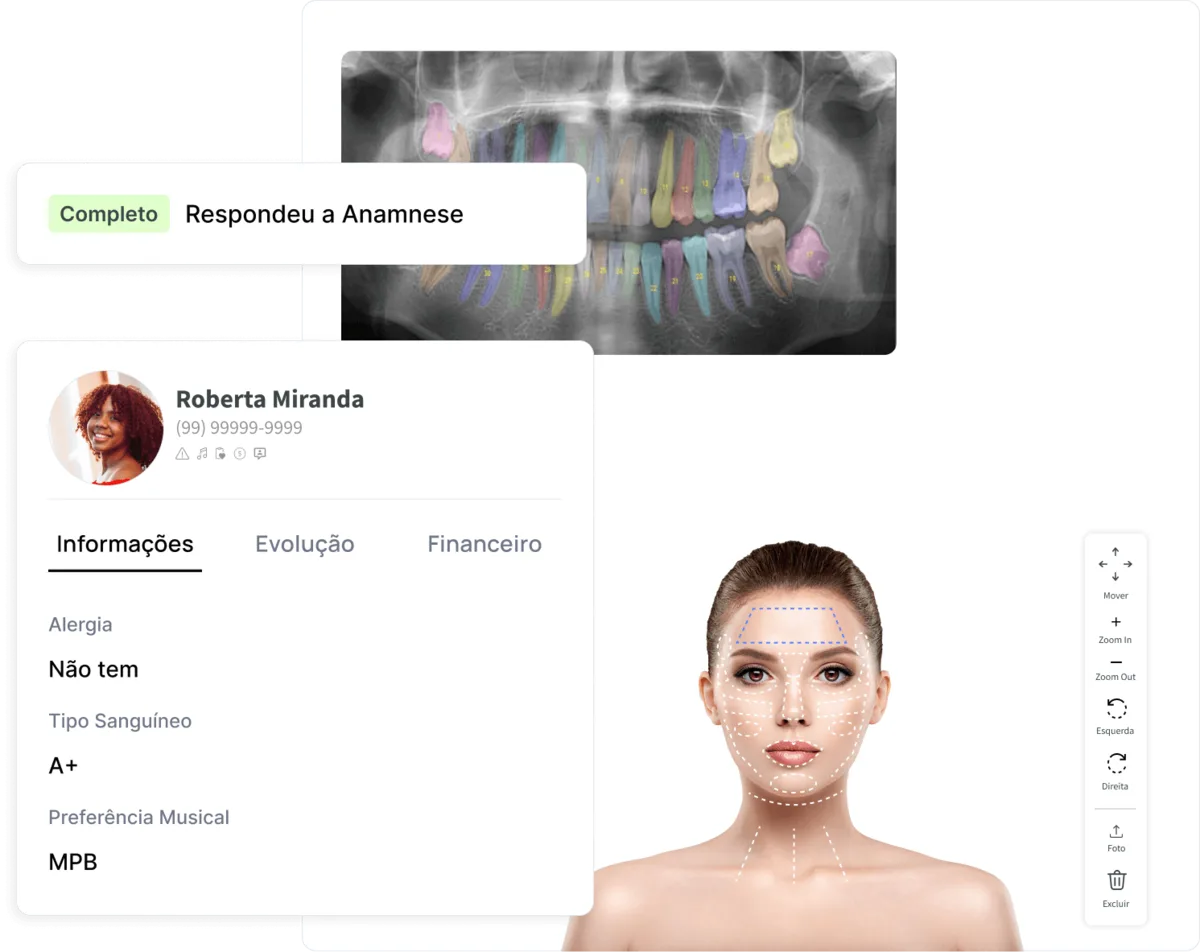 Tela de relacionamento com o paciente e pesquisa de satisfação